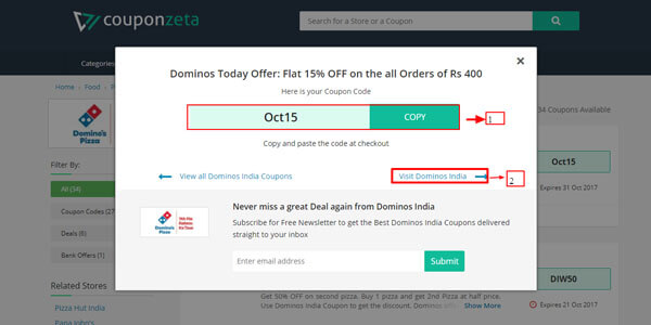 Domino's coupon today delhi