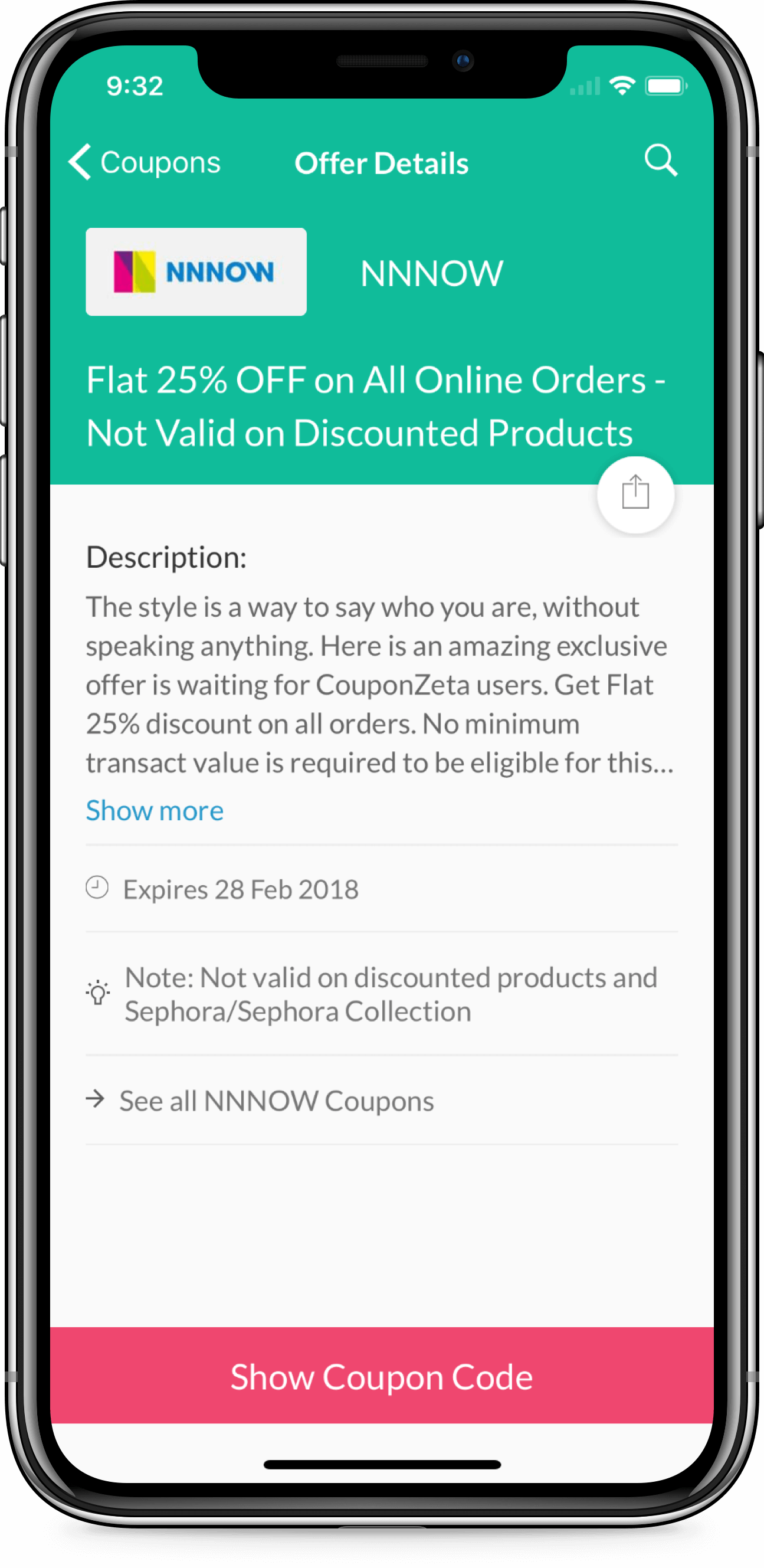 CouponZeta App Offer Info Page